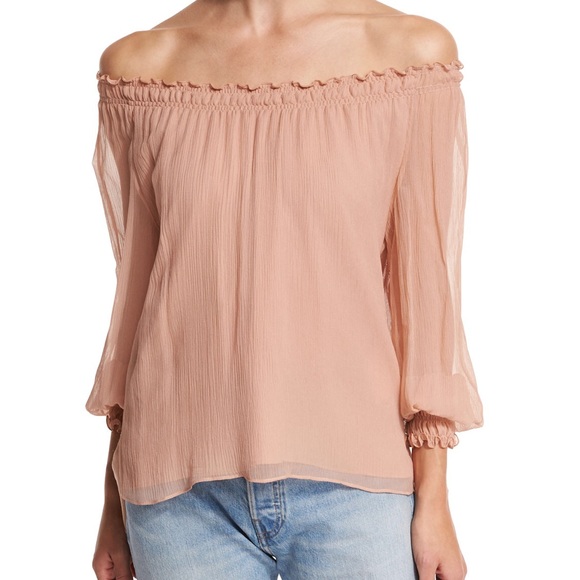 Elizabeth and James Tops - Michela Off-the-Shoulder Textured Silk George